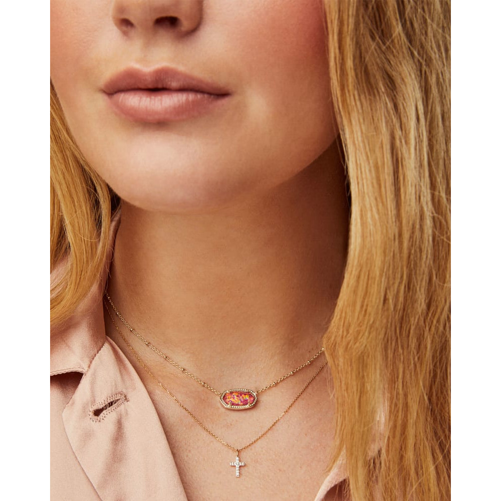 Kendra Scott 14k Gold Cross Pendant Necklace Adorned with White Diamonds - A Timeless Jewelry Piece