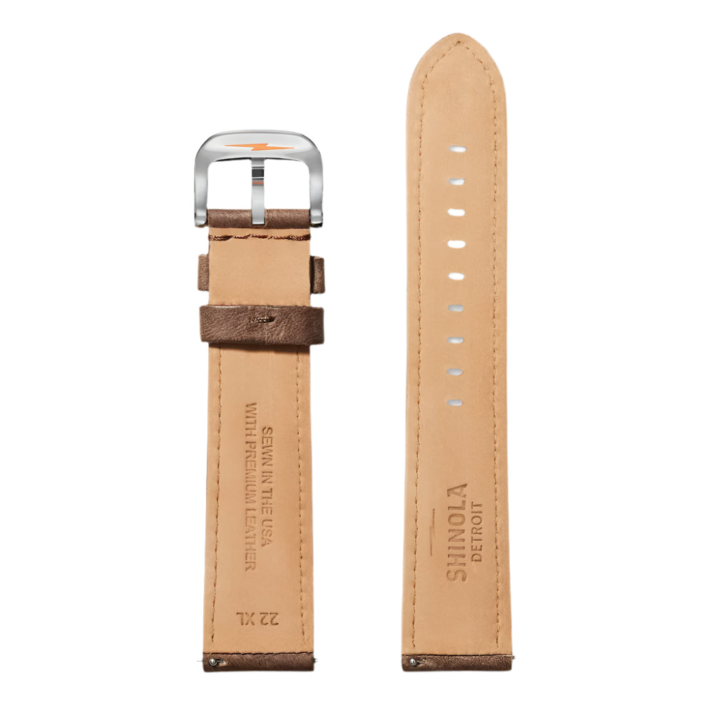 Shinola 22mm British Tan Leather Watch Strap, Measuring 140mm x 100mm for Extra Long Fit