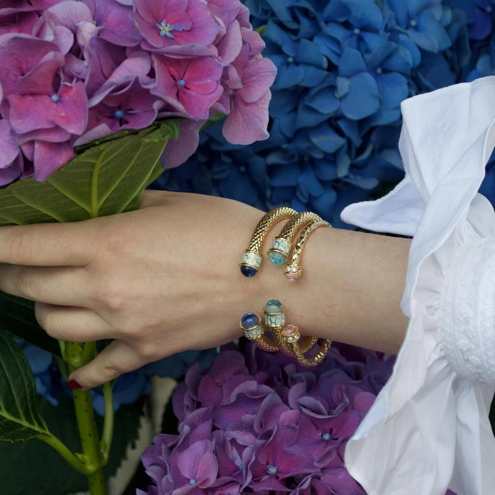 Halcyon Days Exquisite 18ct Gold - Plated Salamander Torque Bangle