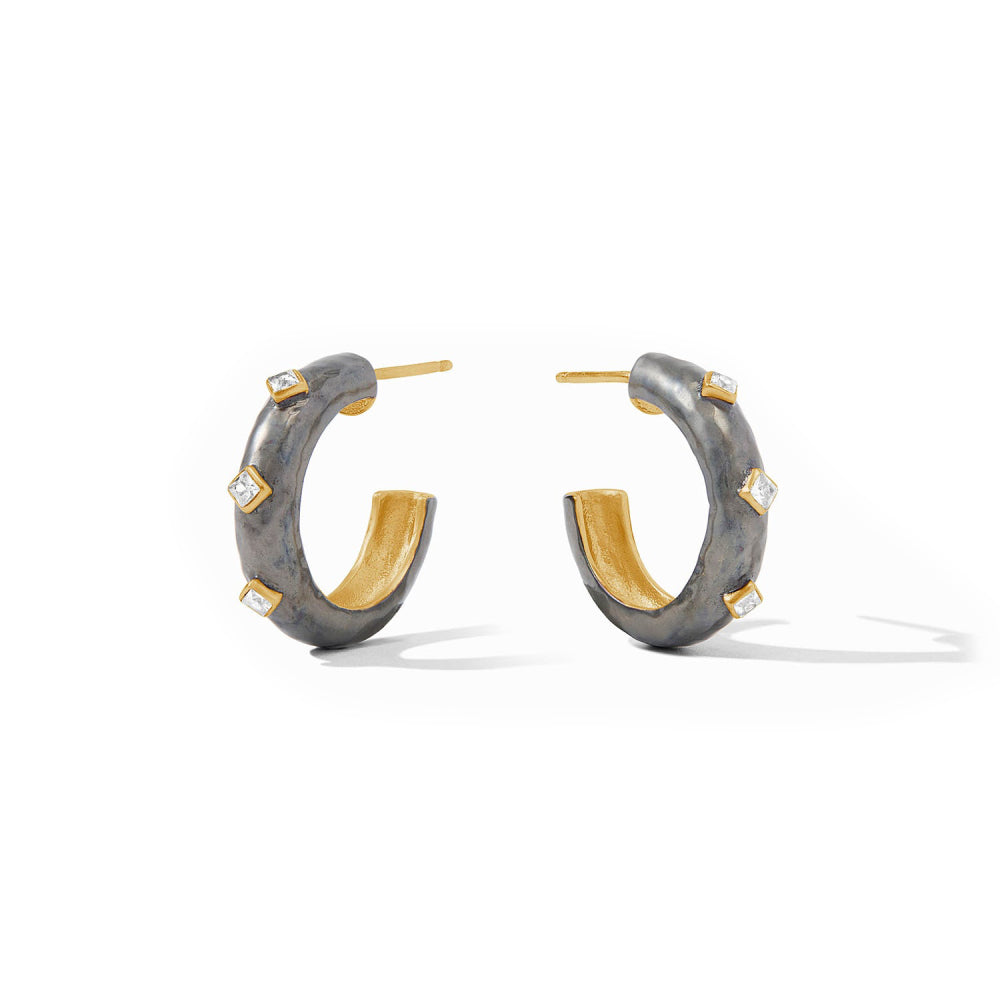 Julie Vos Noel Stone Mixed Metal Hoop Earrings in 24k Gold Plate