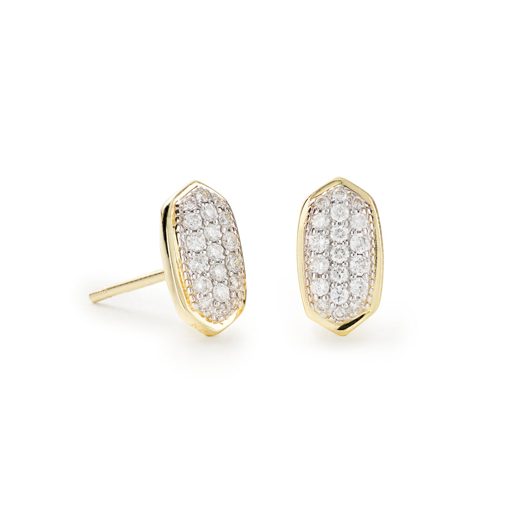 Kendra Scott Amelee Stud Earrings Crafted from 14k Gold with Pave-Set Diamonds