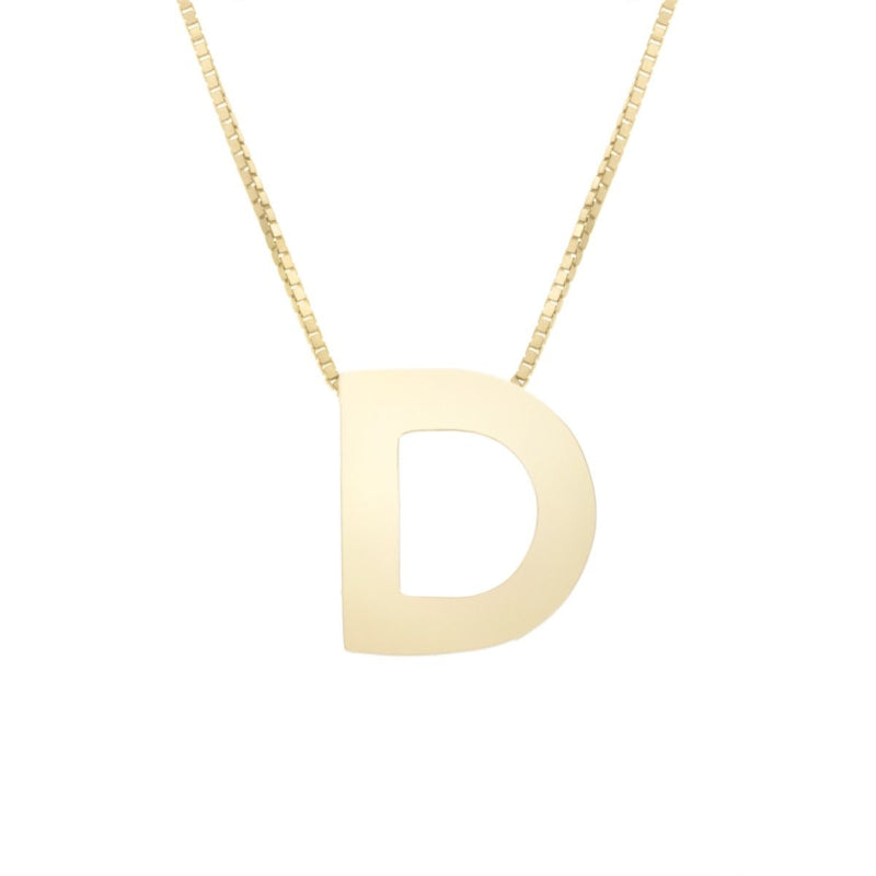 14K Gold Block Letter Initial Fashion Necklace - Available in ALL LETTERS