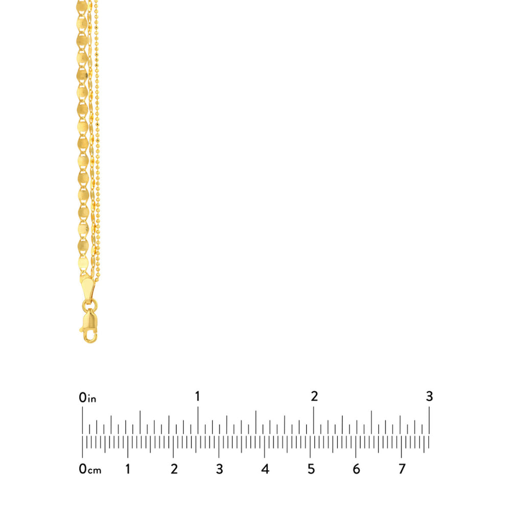 14k Gold Three - Strand Mixed Link Necklace for Modern Fashion Accessories