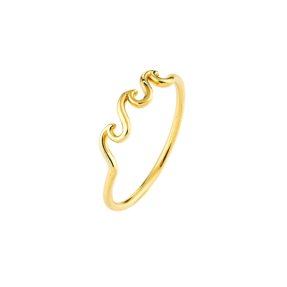 Exquisite 14k Gold Triple Wave Design Ring for Women's Jewelry Collection