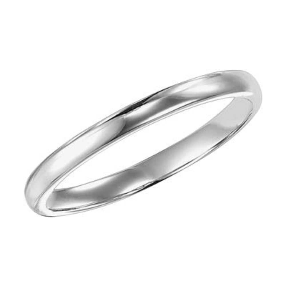 Ladies' Comfort Fit Low Dome Plain Platinum Wedding Band with Rolled Edge