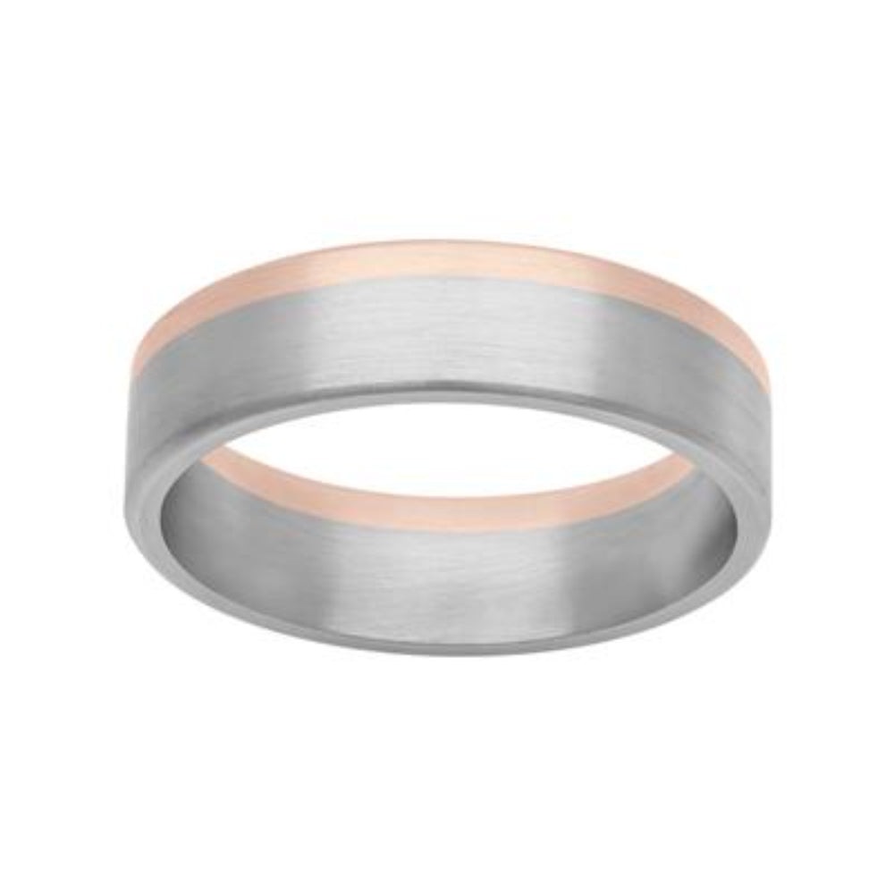 Men's Stylish 6mm 18-karat Gold and Platinum Asymmetrical Fusion Wedding Band