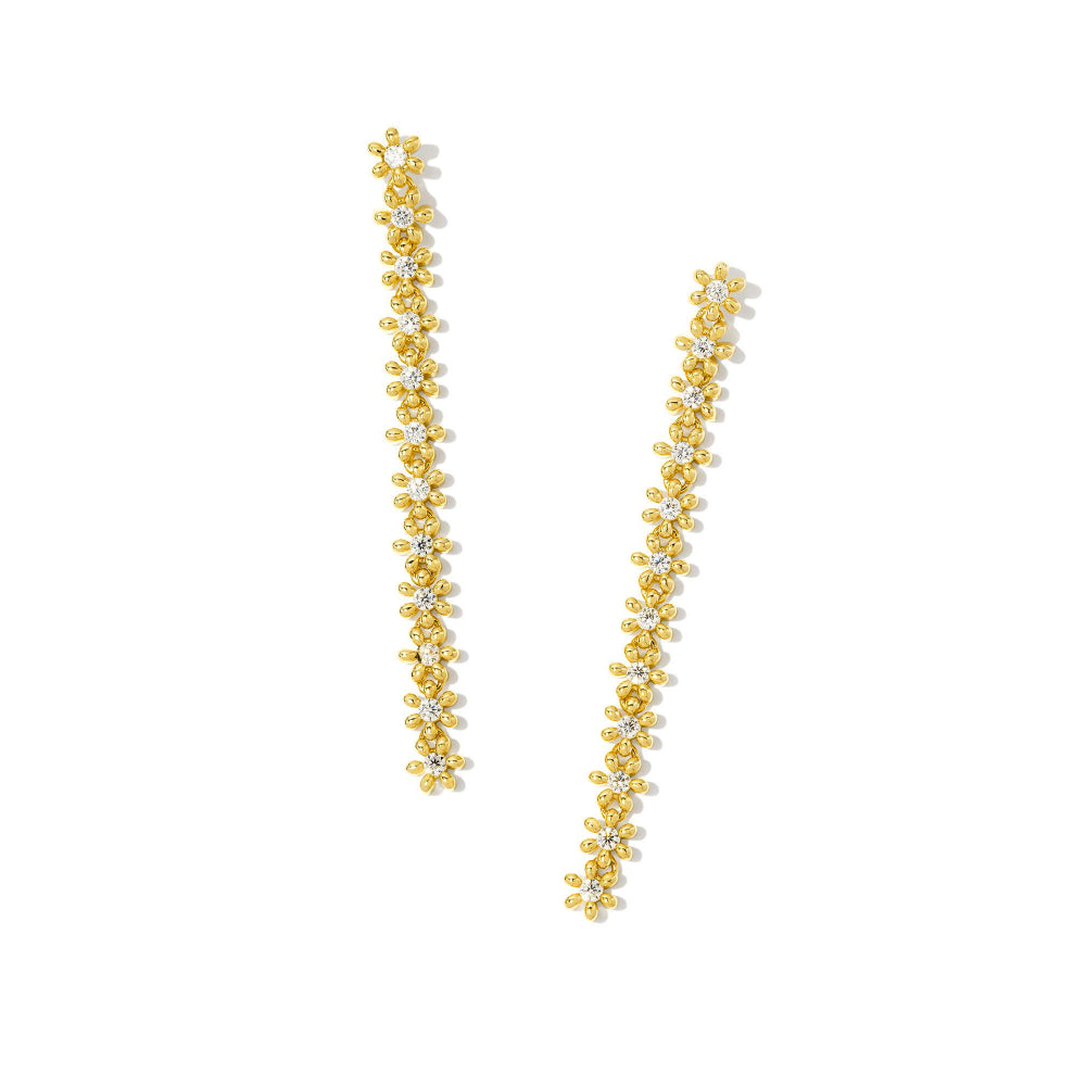 Kendra Scott Nydia Linear Tennis-Style Earrings with White Crystals