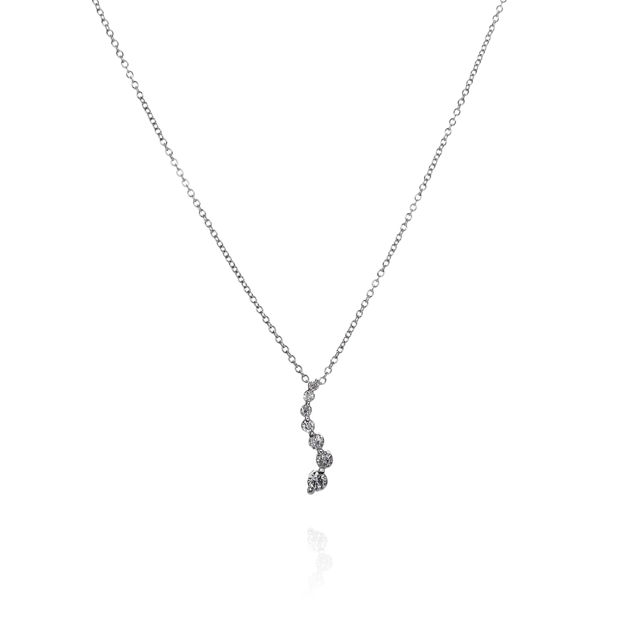 14k White Gold Adjustable S-Shape Diamond Pendant, 0.25 - 0.30ct