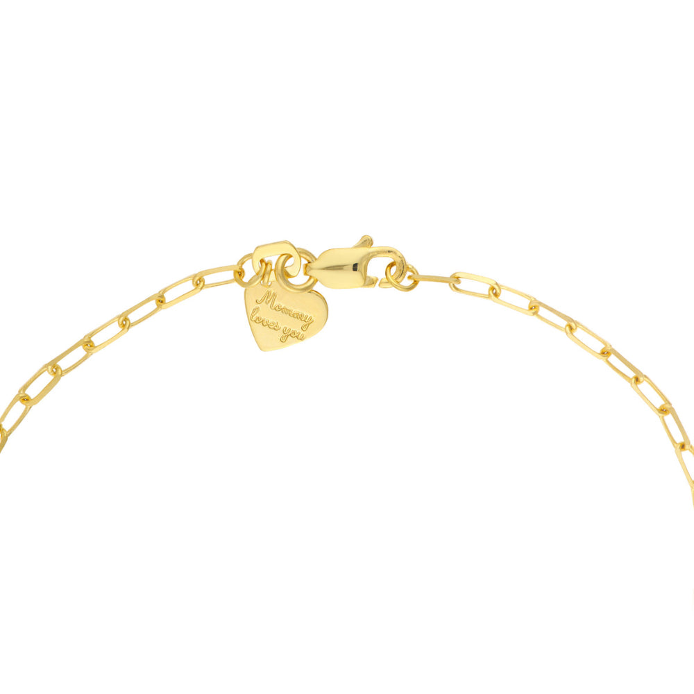 14k Yellow Gold Children's Butterfly and Heart Design Bracelet with a Length of 6 Inches