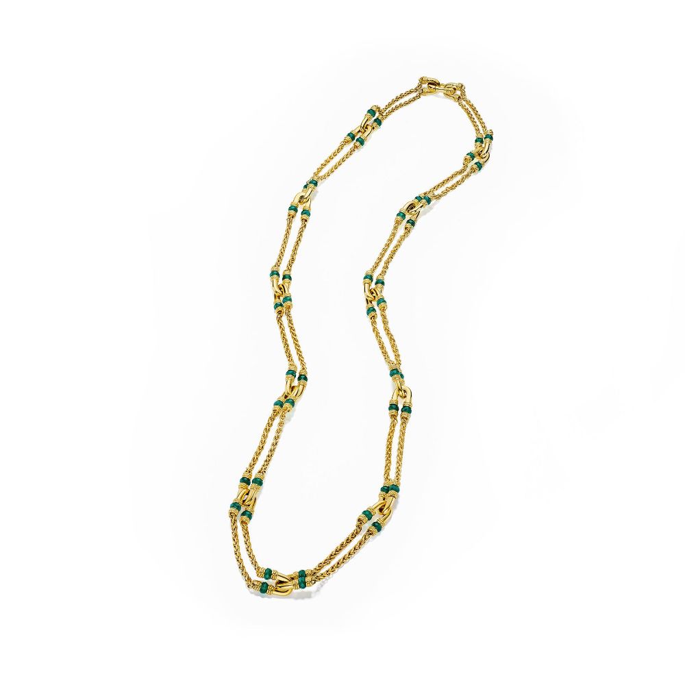 Judith Ripka 18K Gold Vermeil Green Chalcedony Ocean Reef Statement Chain