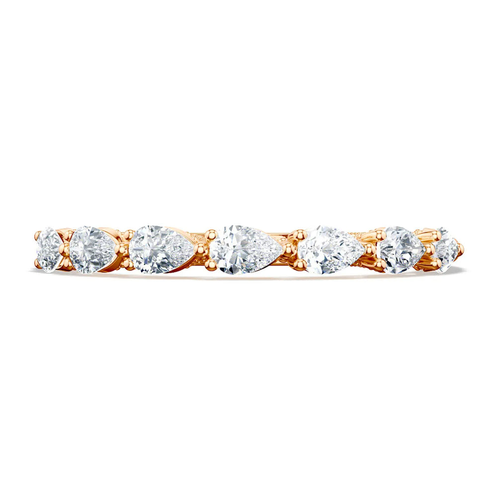Tacori Exquisitely Crafted 18k Rose Gold Sculpted Crescent-Style Pear-Shaped Diamond Wedding Band