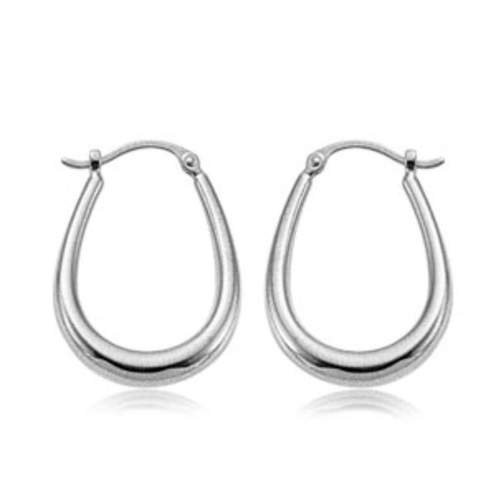 Stylish 14k White Gold U-Shape Hoop Earrings for Any Occasion
