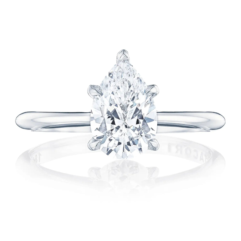 Tacori's Exquisite Founder's Collection Pear - Shaped Solitaire Engagement Ring for Romantic Proposals