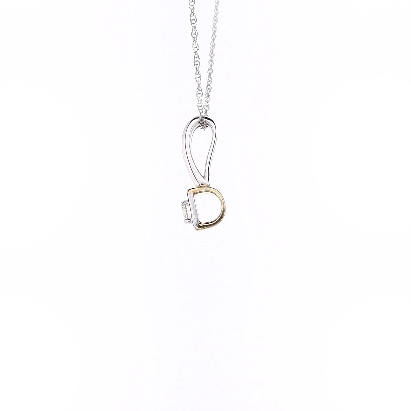 Exquisite Estate 14 Karat Two Tone White and Yellow Gold Diamond Pendant Necklace for Jewelry Lovers