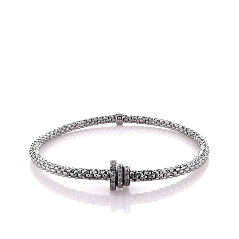 Fope Medium-Sized 18k White Gold Prima Flex'it Diamond Bracelet for Elegant Adornment