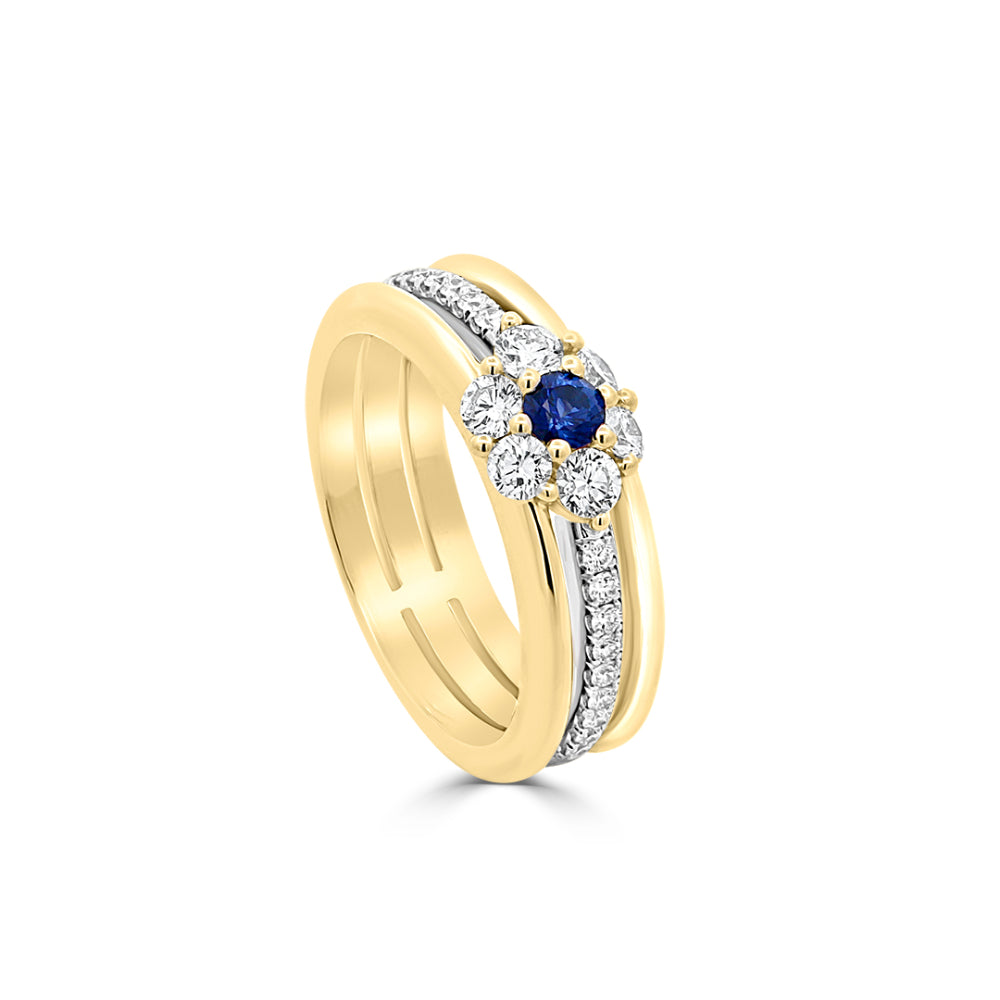 Exquisite 18k Gold Sapphire and Diamond Flower Band by Jack Kelege