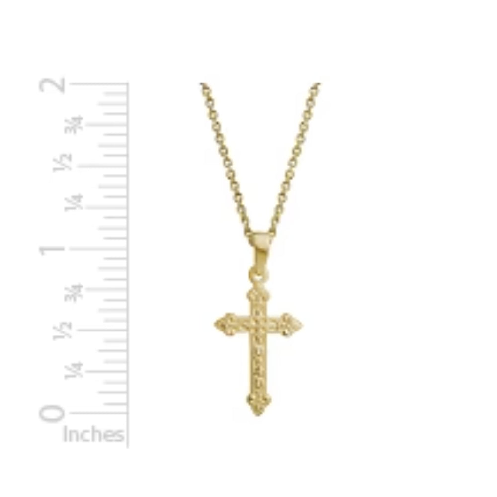 Exquisite 14k Gold Embossed Cross Design Pendant Necklace for Women and Men