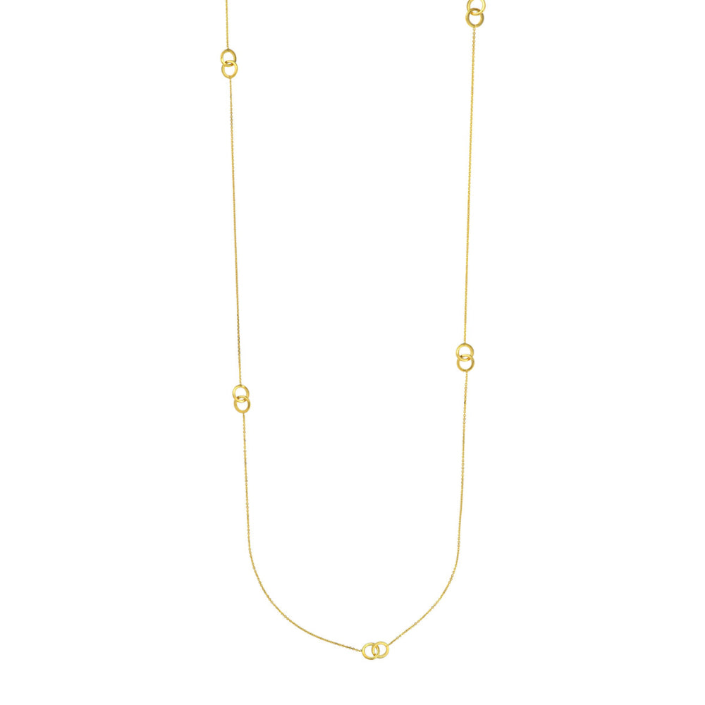 14k Yellow Gold Stunning Intertwined Circles Stations Necklace