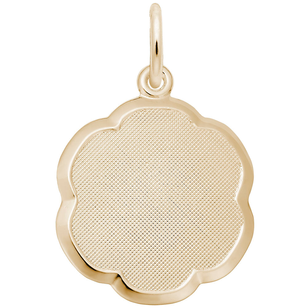 14k Gold Blank Scalloped Circular Disc Charm for Personalized Jewelry