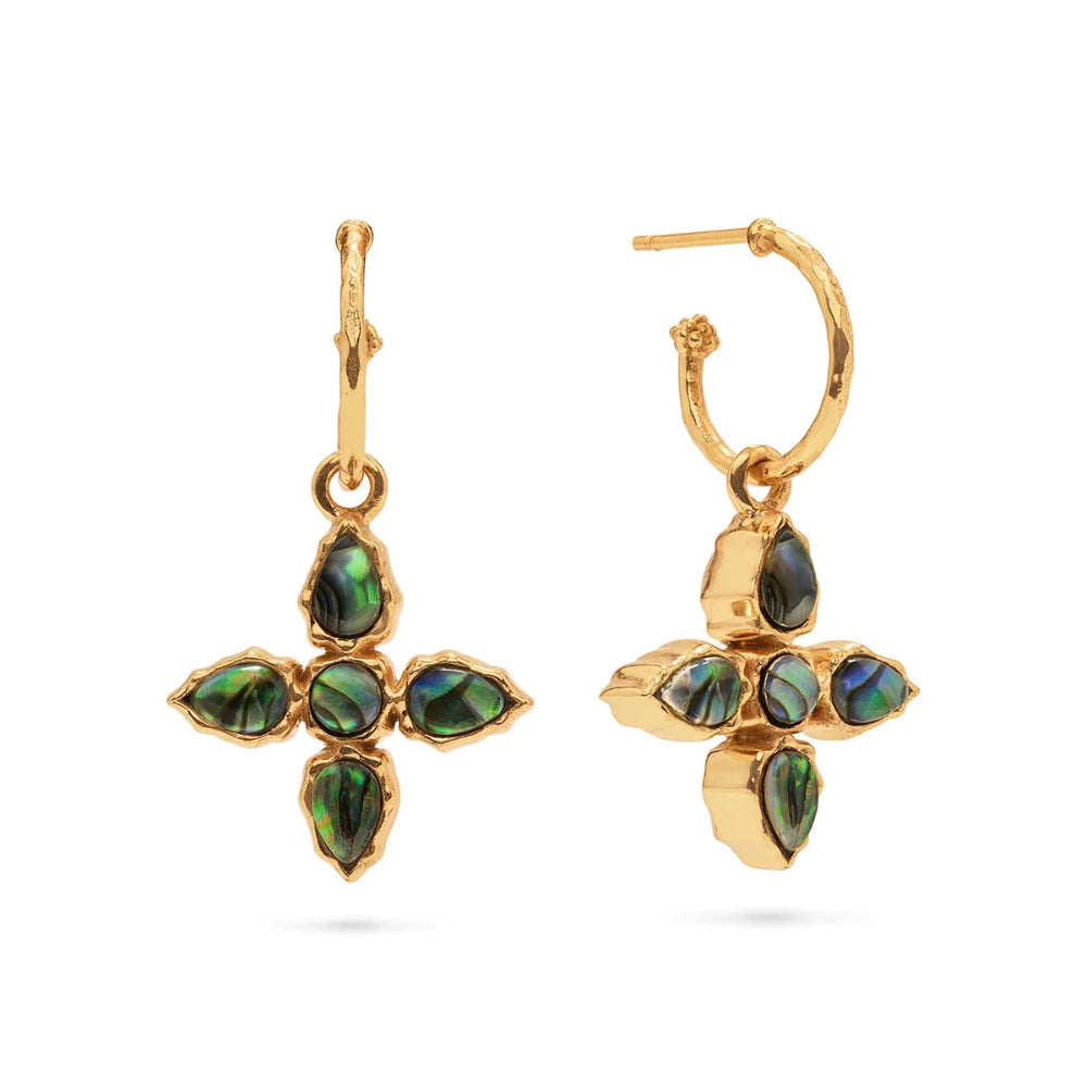 Capucine De Wulf Reversible Abalone/Mother of Pearl Aurora Hoop Earrings with Gilded Berry