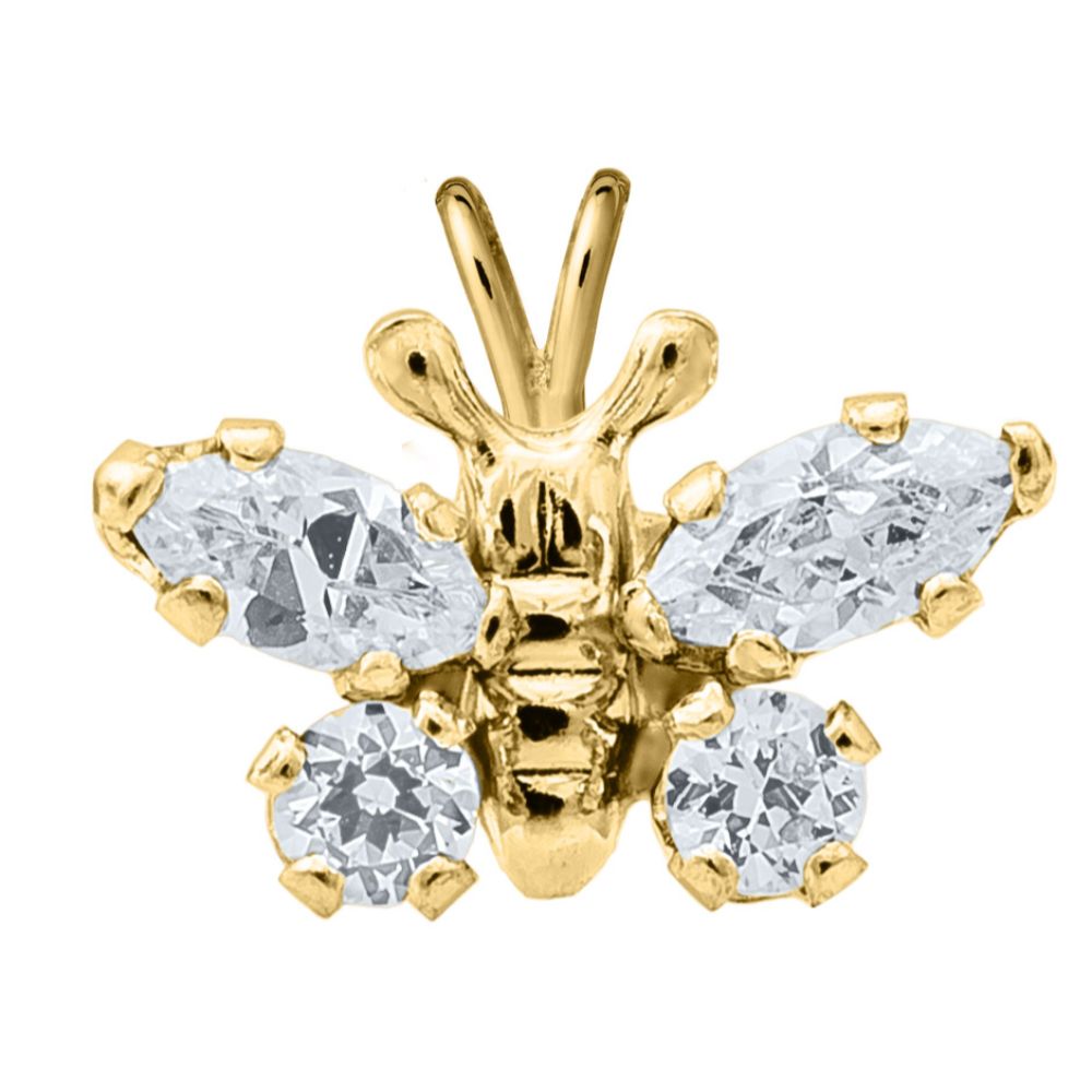 14k Gold Children's Butterfly Pendant Necklace with a 15-inch Rope