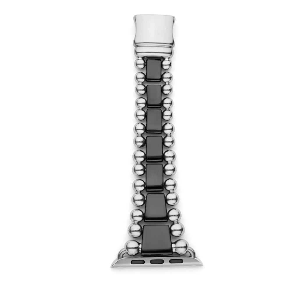 Lagos Elegant Smart Caviar Style Black Ceramic and Stainless Steel Apple Watch Bracelet for 42mm - 49mm Watches