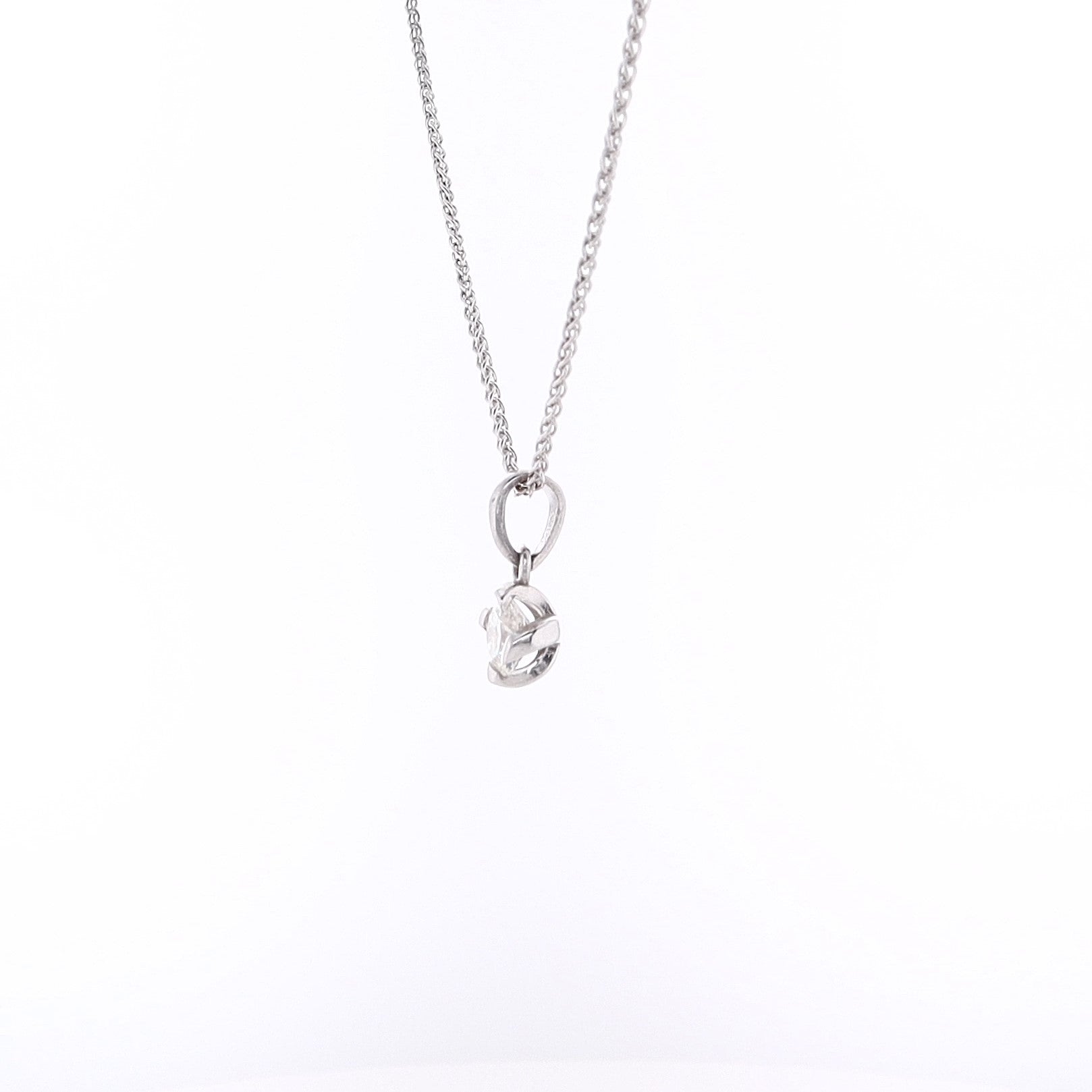14 Karat White Gold Articulated Solitaire Diamond Pendant with 18' Chain