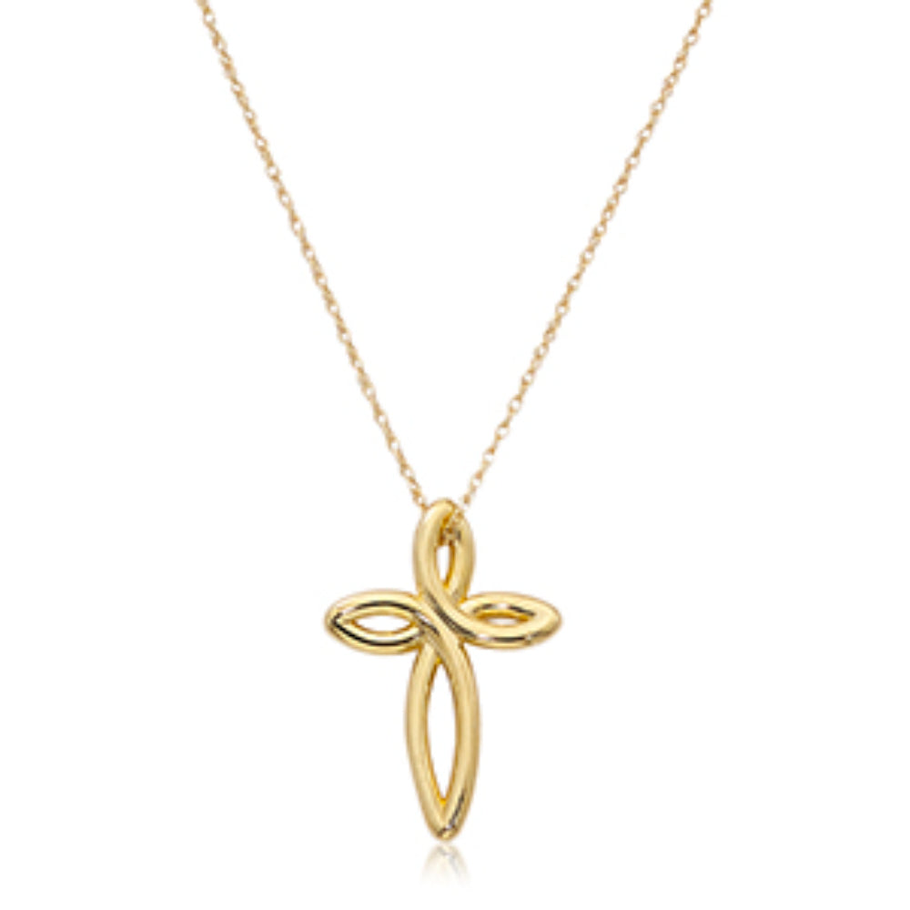 Exquisite 14k Gold Open Cross Design Pendant Necklace for Fashion Lovers