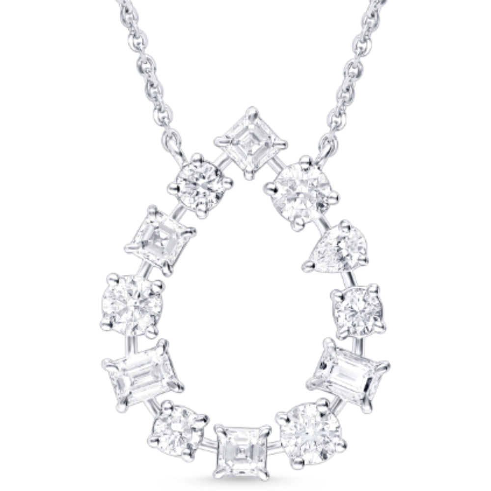 Exquisite 14k Gold Multi-Shape Diamond Pendant Necklace for Women