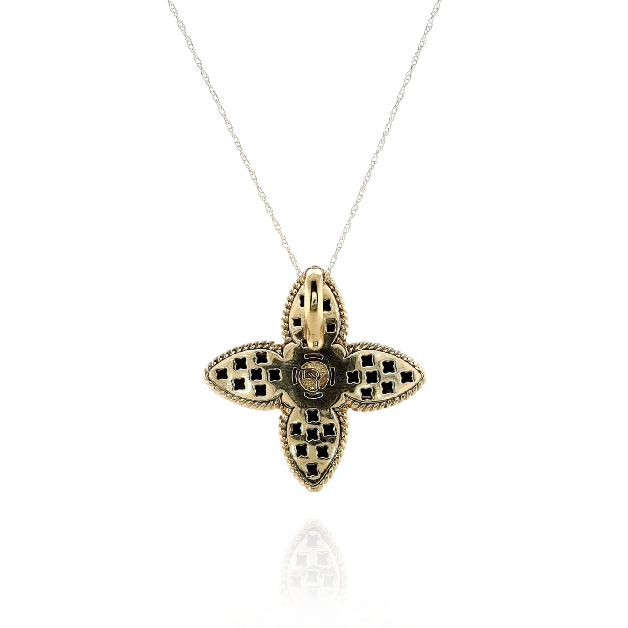 David Yurman 18k Yellow Gold Quatrefoil Multi-Gem & Diamond Pendant