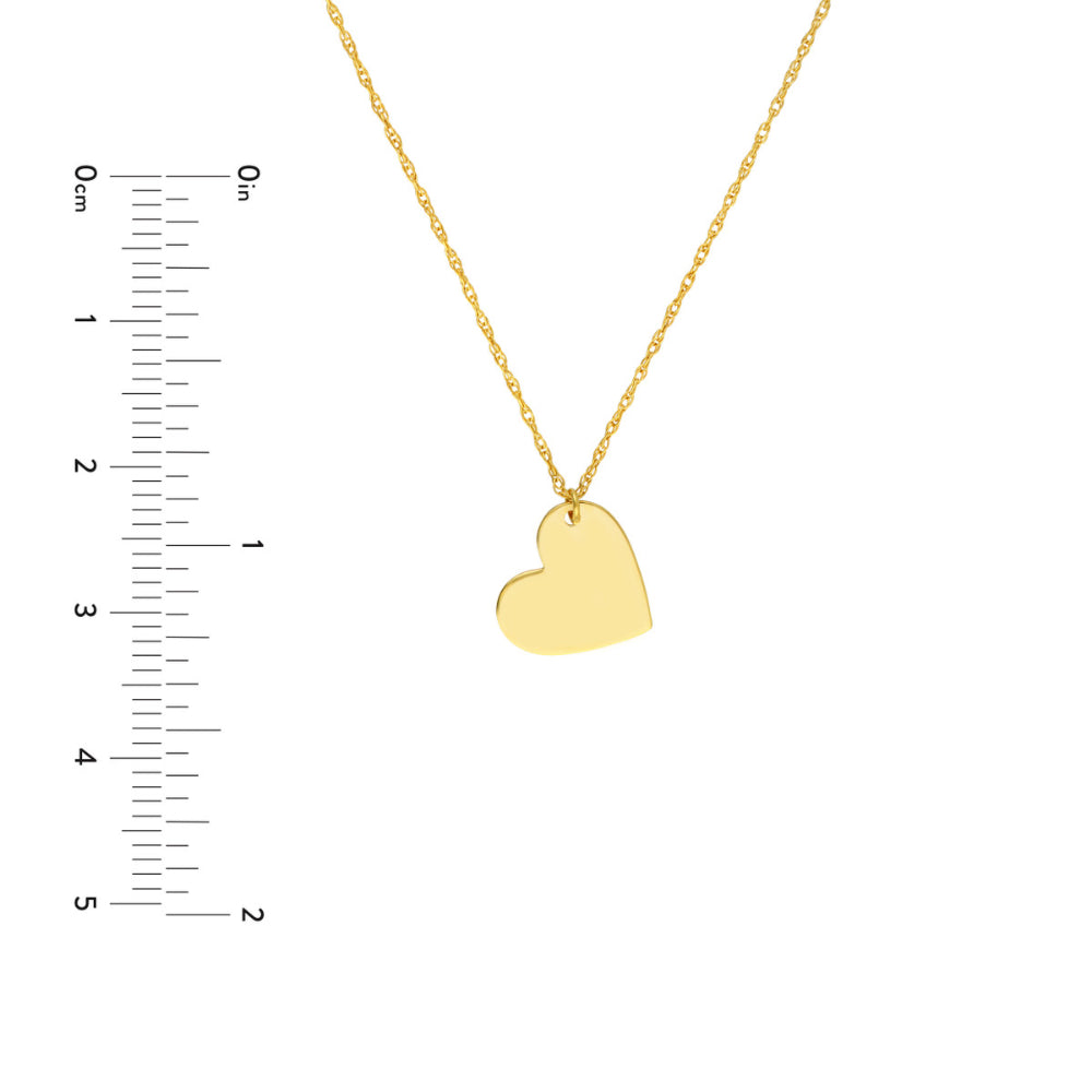 18-Inch 14k Yellow Gold Slanted Heart Pendant Necklace
