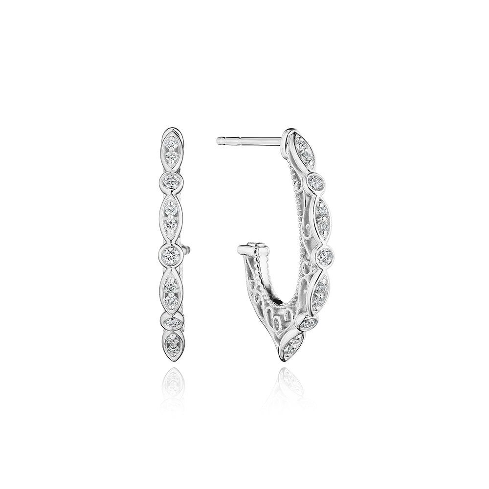 Verragio 18k Gold Filigree Small Diamond Hoop Earrings for All Occasions