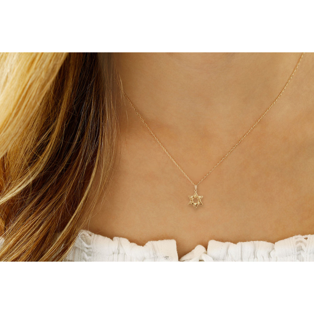 14k Gold Medium-sized Star of David Pendant Necklace for Elegant Faith Display