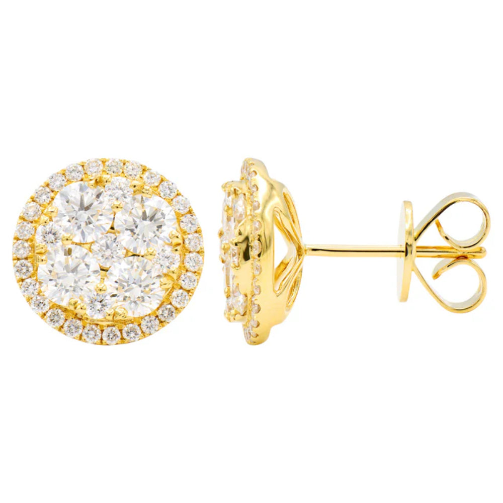 Gorgeous 18k Gold Diamond Cluster Stud Earrings for Elegant Wear