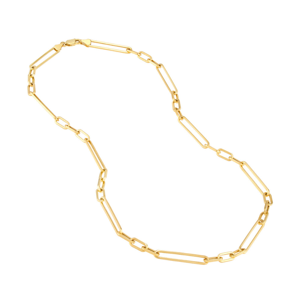 14k Yellow Gold Paper Clip Style Chain Necklace for Fashion Lovers