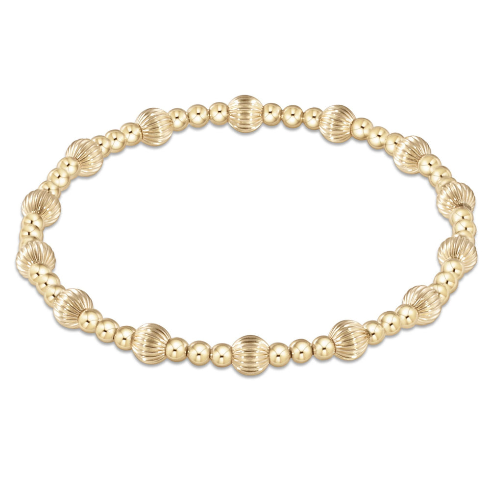 enewton 7.25-inch Extended Dignity and Sincerity Pattern Gold Bead Jewelry Bracelet - 6mm