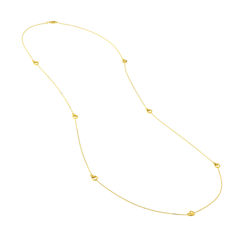 14k Yellow Gold Stunning Intertwined Circles Stations Necklace