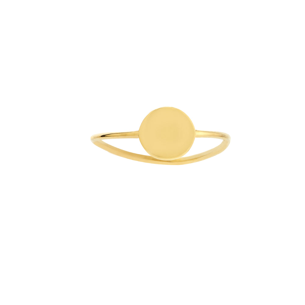Engravable 14k Yellow Gold Disc Wire Ring for Stacking