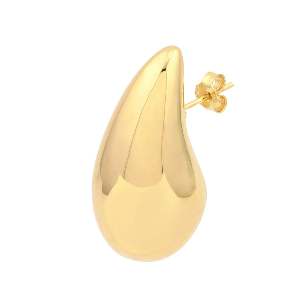 14k Gold Extra Large and Eye - Catching Teardrop Dome Earrings