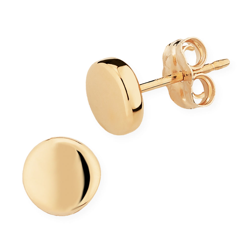 Stylish 6mm 14k Gold Flat Round Stud Earrings for Timeless Elegance