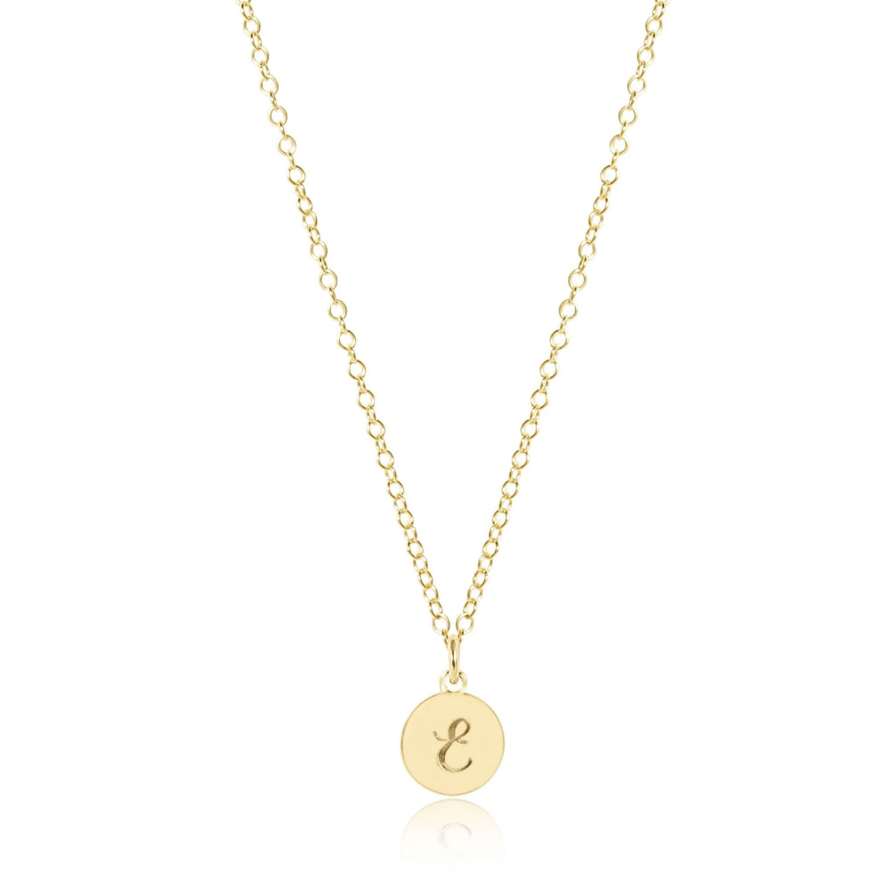 Enewton 16 Gold Necklace - Small Gold Disc with Engraved Initial for All Letters, Symbol of Respect