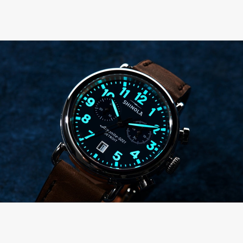 Shinola Runwell Chrono 41mm Stainless Steel Quartz Chronograph Wristwatch for Men and Women
