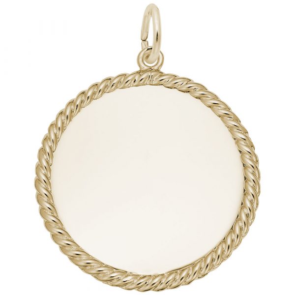 14k Gold Medium-sized Rope-style Disc-shaped Charm for Jewelry Decoration