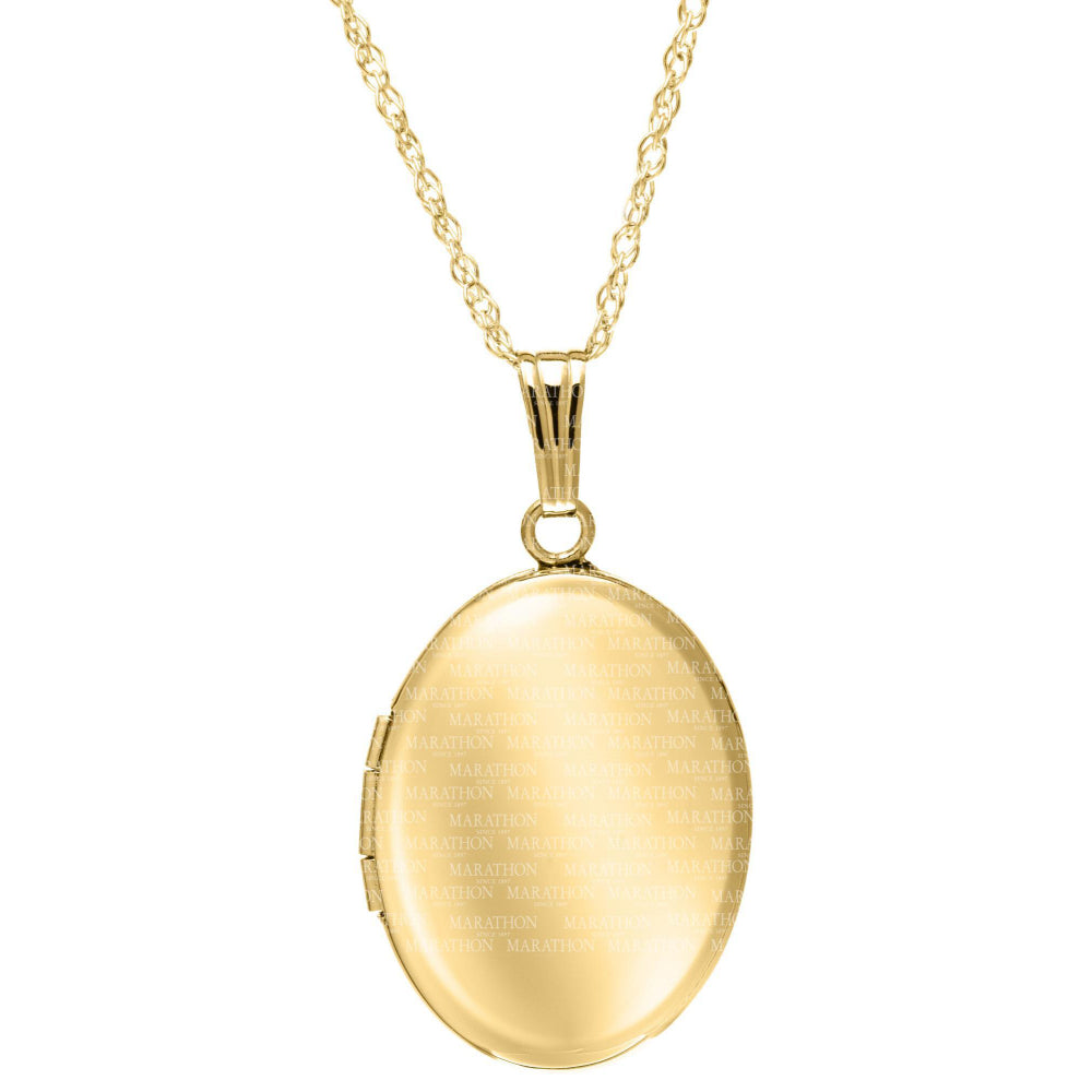 14k Gold Oval-Shaped Locket Style Necklace for Women and Men