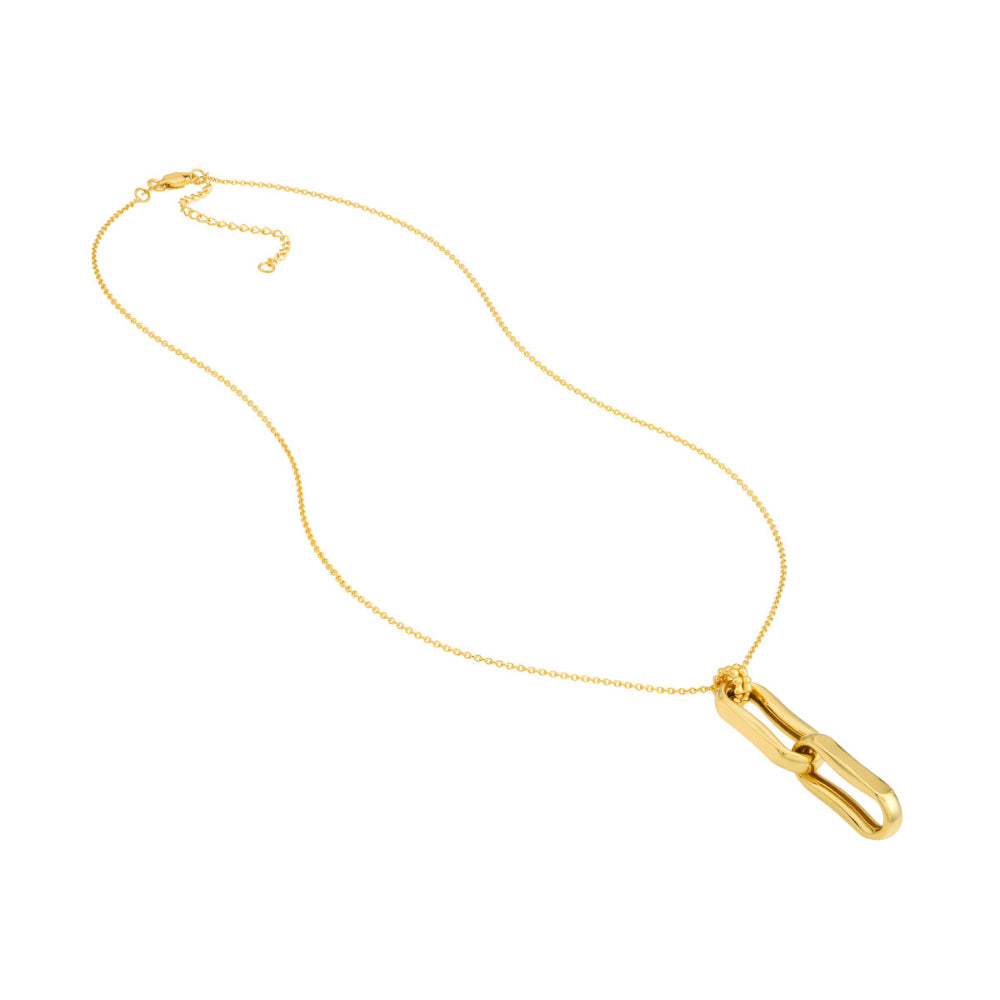 Luxurious 14k Gold Double Oval Link Pendant Necklace for Elegant Adornment