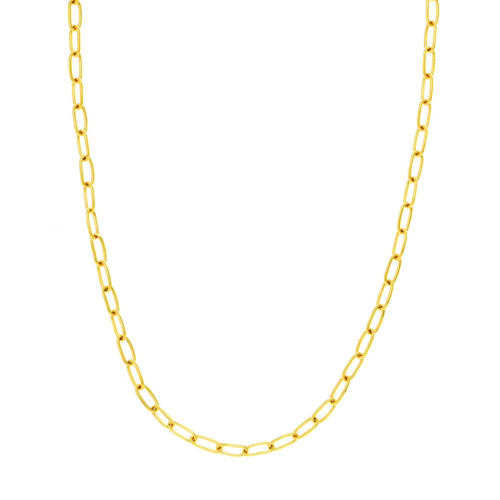 14k Yellow Gold Paper Clip Link Bracelet, 7.5 Inches Long