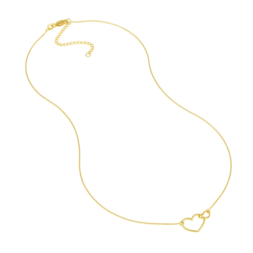 14k Gold Adjustable Interlocking Open Hearts Necklace