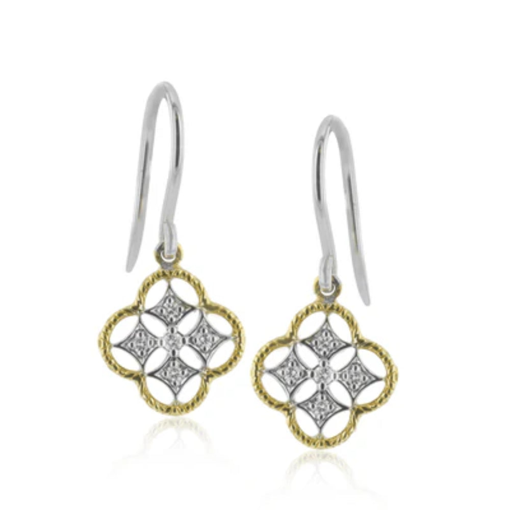 Simon G. 18k Two - Tone Trellis Diamond Earrings for Daily Wear