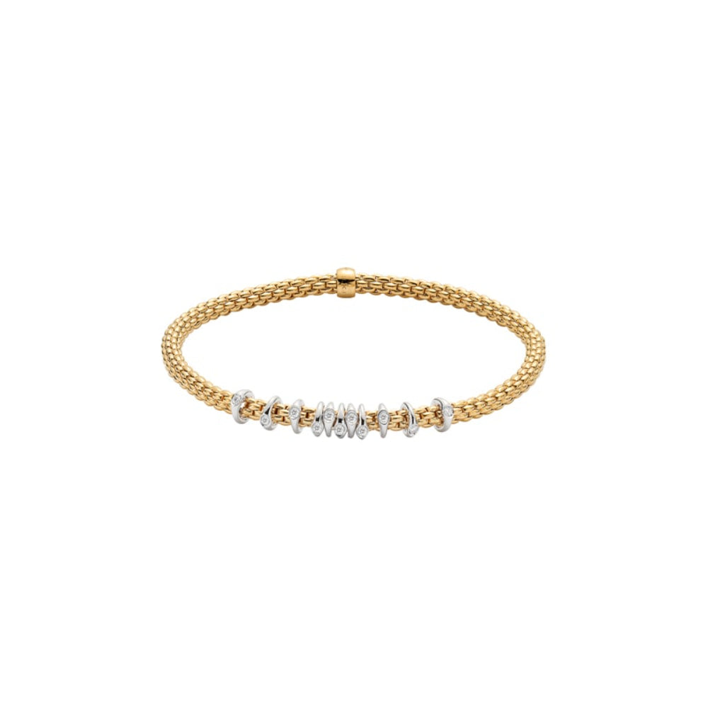 Fope Luxury 18k Gold Prima Flex'it Diamond-Embedded Bracelet for Elegant Wear