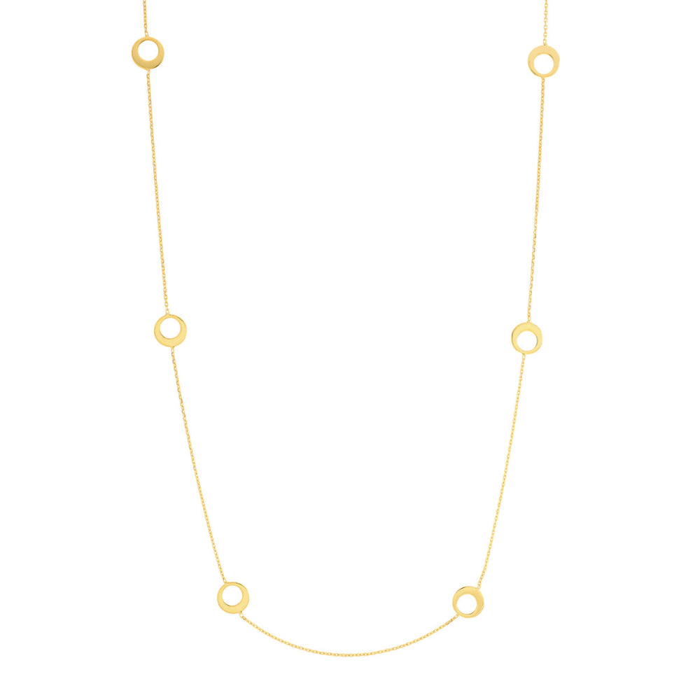 14k Yellow Gold Delicate Off - center Half - Circle Stations Necklace